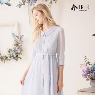 【IRIS 艾莉詩】氣質領片雪紡洋裝-2色(42605)