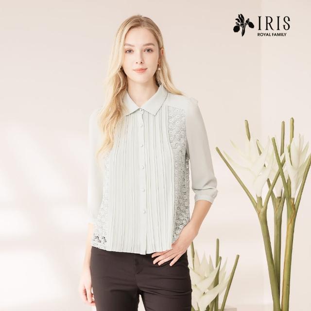 【IRIS 艾莉詩】幾何蕾絲拼接雪紡襯衫-3色(42106)