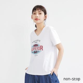 【non-stop】美式休閒圖案V領T恤-2色