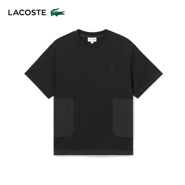 【LACOSTE】男裝-俏皮大口袋休閒短袖T恤(黑色)
