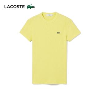 【LACOSTE】母親節首選女裝-修身有機棉Logo短袖T恤(黃色)