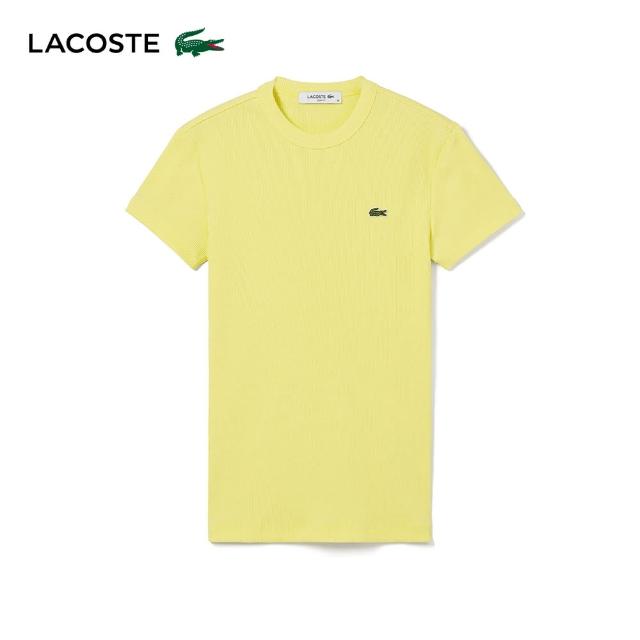 【LACOSTE】女裝-修身有機棉Logo短袖T恤(黃色)