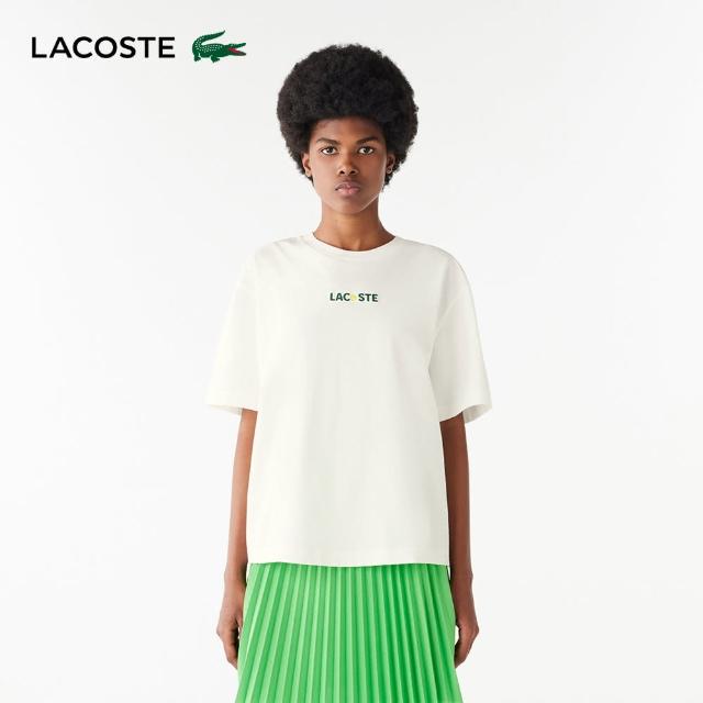 【LACOSTE】女裝-寬鬆輪廓俏皮印花短袖T恤(白色)