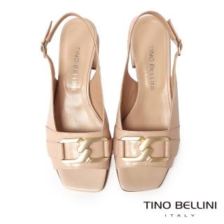 【TINO BELLINI 貝里尼】歐洲進口全真皮魚口低跟涼鞋FSKT010(裸膚)