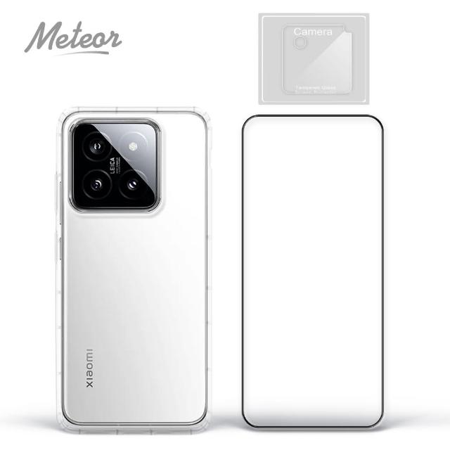 【Meteor】MI 小米 14 手機保護超值3件組(透明空壓殼+鋼化膜+鏡頭貼)