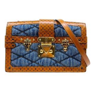【Louis Vuitton 路易威登】Trunk clutch 丹寧拼接牛皮斜背包/手拿包(M55047-咖啡/單寧藍色)