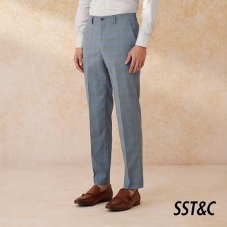 【SST&C 新品上市】可機洗系列天藍威爾斯格紋修身西裝褲0212403005