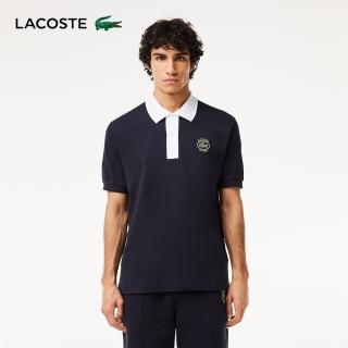 【LACOSTE】男裝-L.12.12 Lacoste徽章短袖Polo衫(藍/白配色)