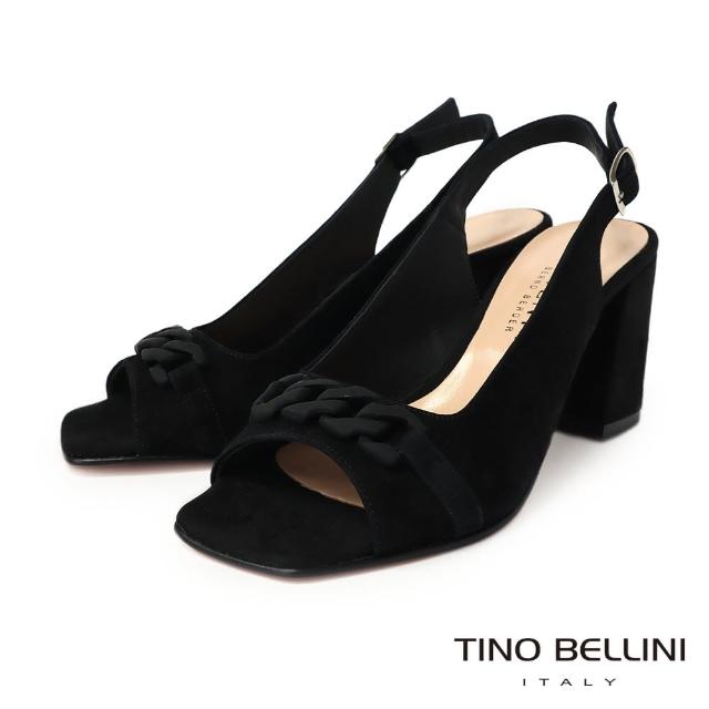 【TINO BELLINI 貝里尼】義大利進口麂皮魚口高跟涼鞋FSMV008(黑色)