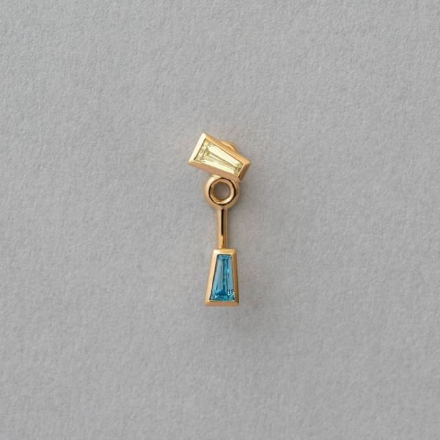 【ete】Wrap Pierce 雙寶石包覆造型單耳環(金色)