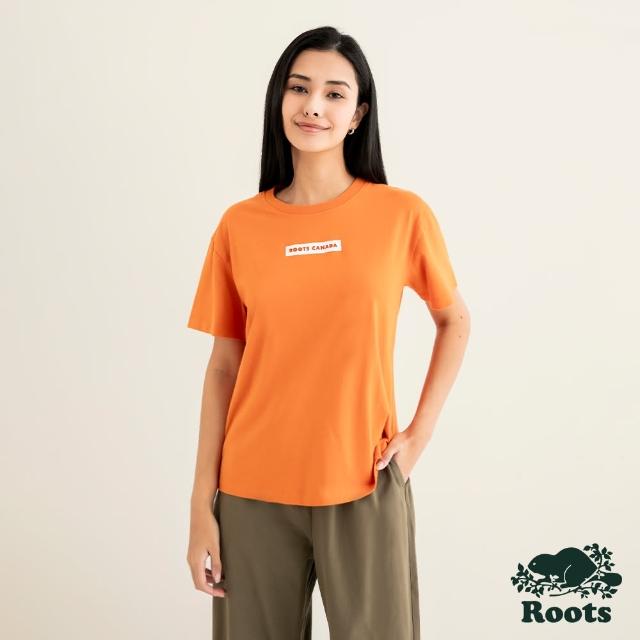【Roots】Roots 女裝- ROOTS BOX LOGO短袖T恤(焦糖橘)