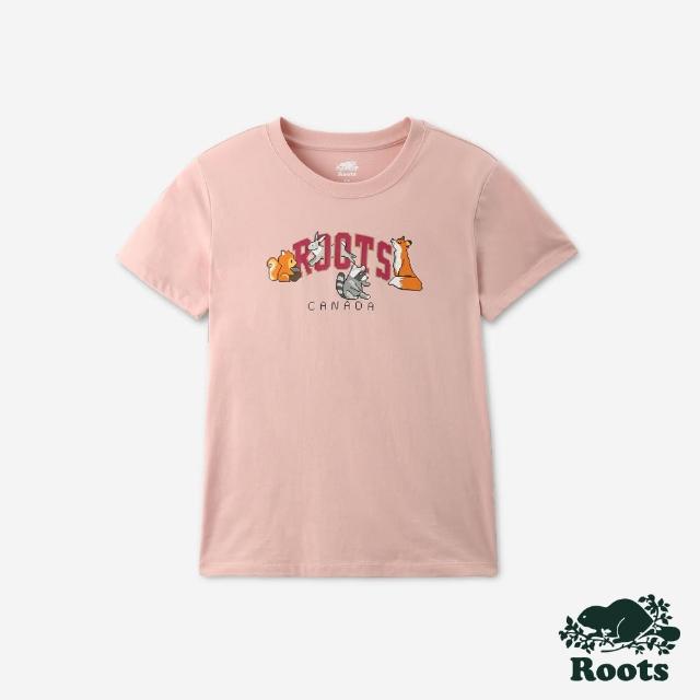 【Roots】Roots 女裝- ROOTS ANIMAL短袖T恤(粉橘色)