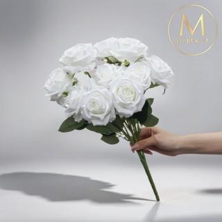 【Floral M】英式卡爾玫瑰經典白仿真花花材（10入/組）(人造花/塑膠花/假花/裝飾花)