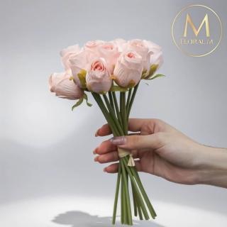 【Floral M】法式西麗雅玫瑰優雅粉仿真花花材（8入/組）(人造花/塑膠花/假花/裝飾花)