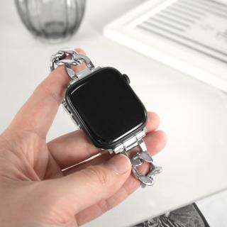 【Watchband】Apple Watch 全系列通用錶帶 蘋果手錶替用錶帶 扣環鍊帶 鋅合金錶帶(銀色)
