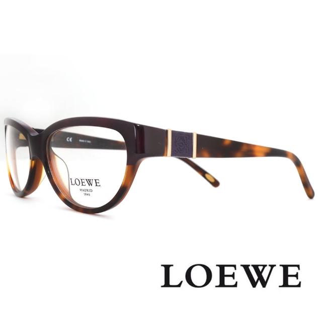 【LOEWE 羅威】小清新LOGO款-微圓框光學眼鏡(琥珀 VLW755-0AEN)