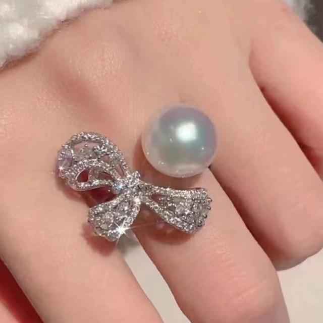 【KARAT】甜美緞帶珍珠戒指 11-12 MM