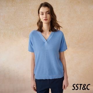 【SST&C 新品上市】天藍V領短袖針織衫8662403002