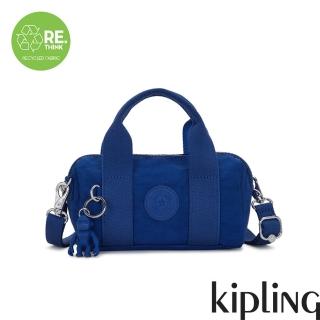【KIPLING官方旗艦館】夏日靛青藍輕巧圓筒手提肩背兩用包-BINA MINI