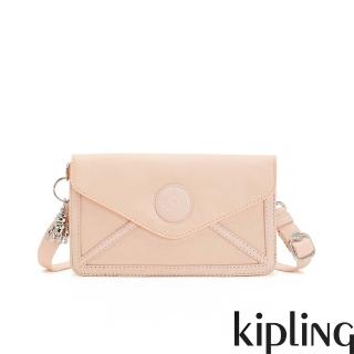 【KIPLING官方旗艦館】玫瑰淡粉色信封型肩背小包-NEW LELIO