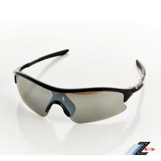 【Z-POLS】新一代頂級PC級鏡片 電鍍水銀黑抗UV400一片式運動太陽眼鏡(高規鏡片運動款)