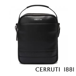 【Cerruti 1881】義大利頂級小牛皮肩背包斜背包(黑色 CEBO05886M)