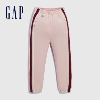 【GAP】女幼童裝 Logo刷毛束口鬆緊褲 碳素軟磨系列-淡粉色(837320)