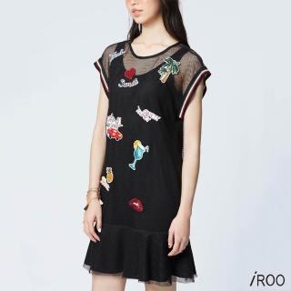 【iROO】兩件式趣味圖騰流行設計洋裝