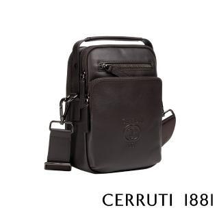 【Cerruti 1881】義大利頂級小牛皮肩背包斜背包(咖啡色 CEBO05148M)
