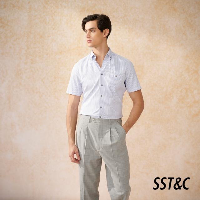 【SST&C 新品上市】灰色條紋標準版短袖襯衫0412402009