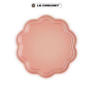 【Le Creuset】瓷器蕾絲花邊盤 22cm(鮭魚粉)