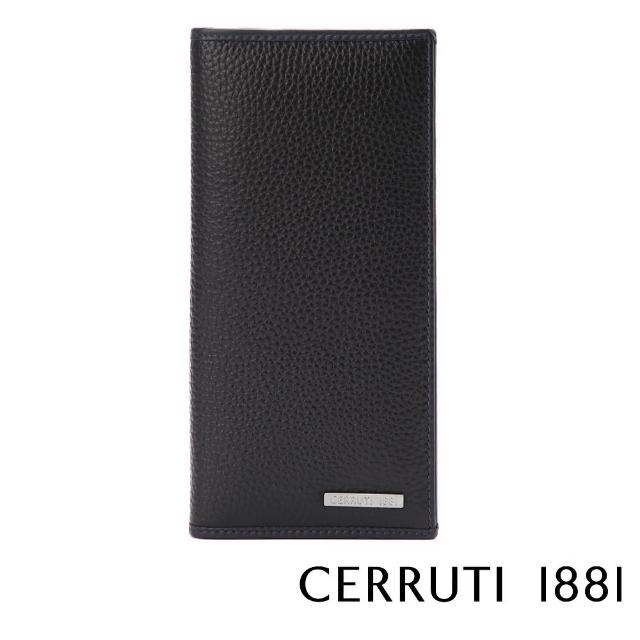 【Cerruti 1881】限量2折 義大利頂級小牛皮12卡長夾皮夾 CEPU05991M 全新專櫃展示品(黑色 贈禮盒提袋)