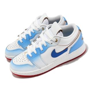 【NIKE 耐吉】Air Jordan 1 Low SE GS 大童鞋 女鞋 白 藍 紅 漸層 AJ1(FN8895-141)