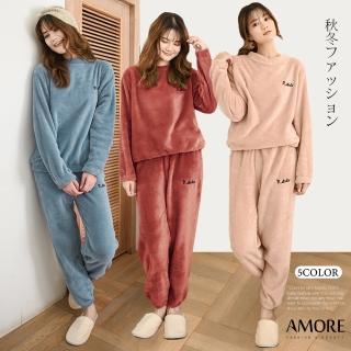 【Amore】秋冬蓄熱保暖刷毛暖暖睡衣居家服套裝(親膚舒適居家服)