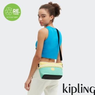 【KIPLING官方旗艦館】黃綠撞色拼接大開口肩背包-MINTA