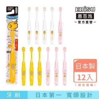 【EBiSU惠百施】蛋黃哥兒童牙刷 12支入 顏色隨機(日本製No.1寬頭設計)