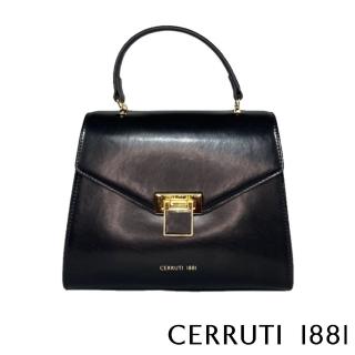 【Cerruti 1881】義大利頂級小牛皮手提包/肩背包(黑色 CEBA05997M)