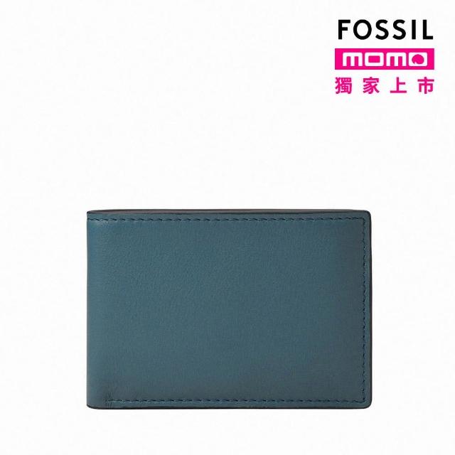 【FOSSIL 官方旗艦館】Steven 真皮皮夾-藍色 ML4396473(禮盒組附鐵盒)