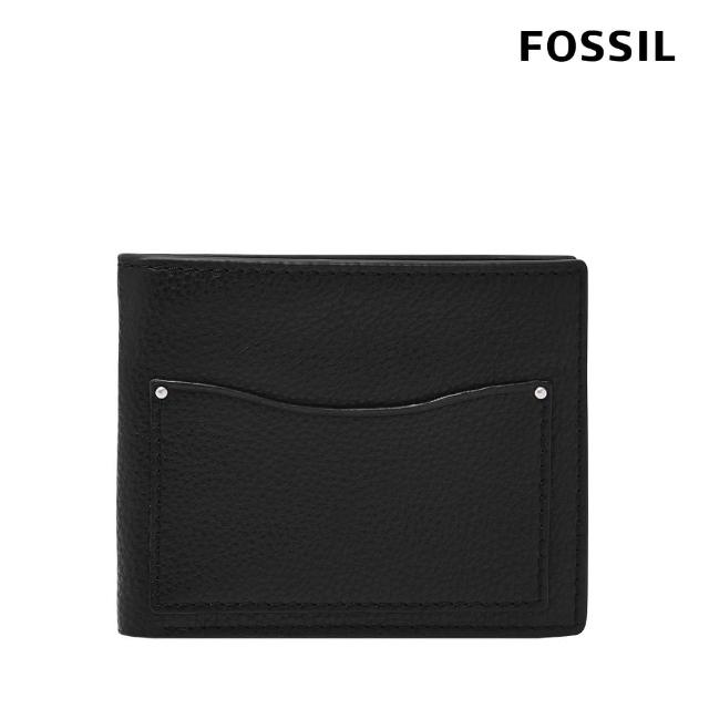 【FOSSIL 官方旗艦館】Anderson 真皮短夾-黑色 ML4577001(禮盒組附鐵盒)