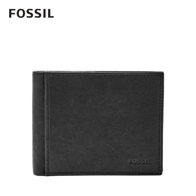 【FOSSIL 官方旗艦館】Ingram 格蘭基本款實用黑色皮夾 ML3784001(禮盒組附鐵盒)