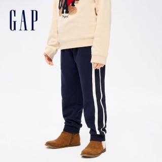 【GAP】女幼童裝 刷毛束口鬆緊褲 碳素軟磨系列-海軍藍(837239)