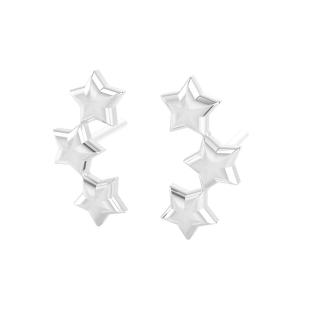 【Niloe】三星純銀針式純銀耳環(925純銀 台灣設計 耳針耳環 細膩精緻)