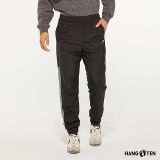 【Hang Ten】男裝-恆溫多功能-JOGGER FIT防風防輕潑水撞色束口工裝長褲(黑)