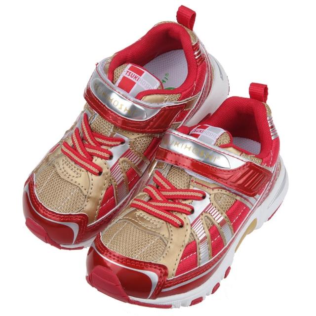 【布布童鞋】日本TSUKIHOSHI風暴岩漿金紅色兒童機能運動鞋 