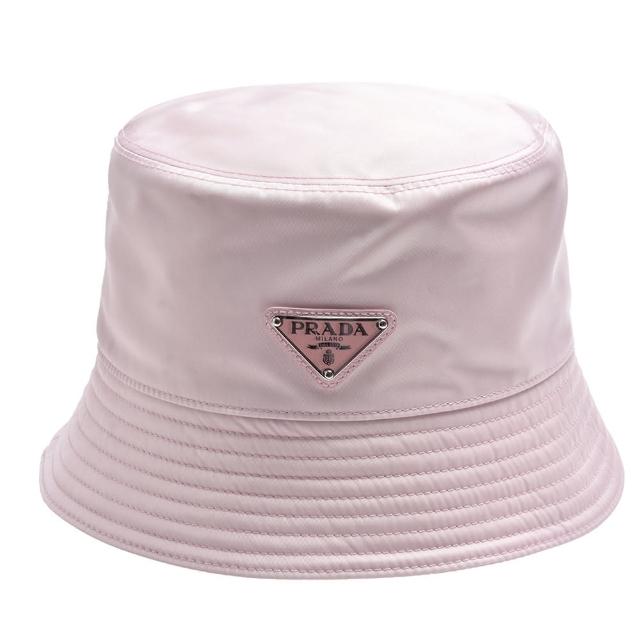 【PRADA 普拉達】經典同色三角LOGO再生尼龍漁夫帽(粉紅色1HC137-TESSUTO TRIANGO-PINK)