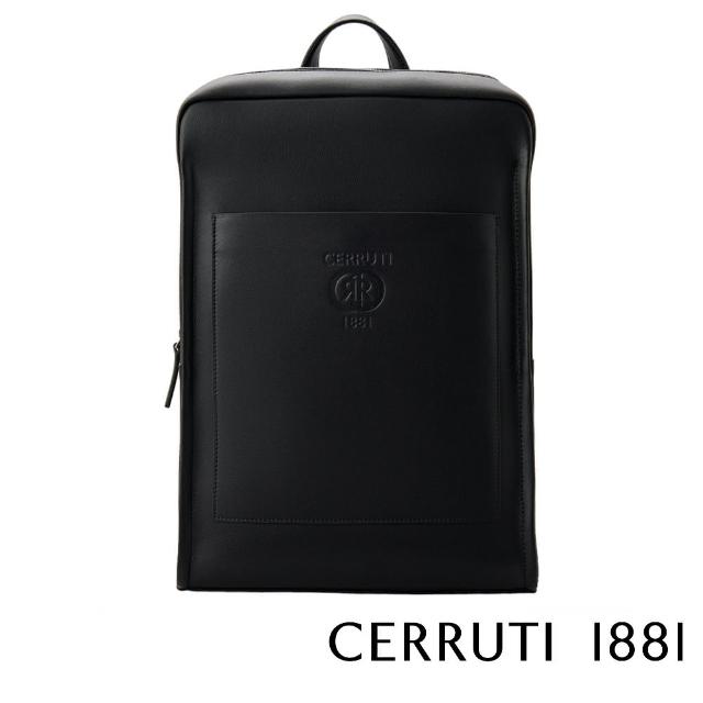 【Cerruti 1881】義大利頂級小牛皮後背包(黑色 CEZA06409M)
