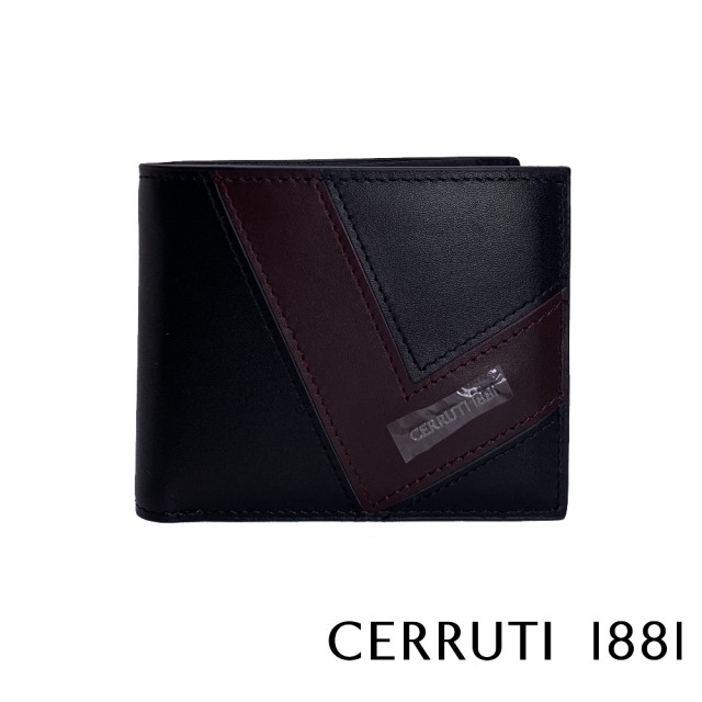 【Cerruti 1881】限量2折 義大利頂級小牛皮8卡短夾皮夾 5095M 全新專櫃展示品(黑色 贈禮盒提袋)