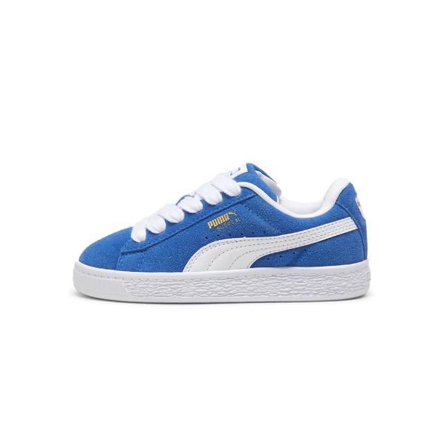 【PUMA】Kids Suede Xl Ps 中童藍白色童鞋麂皮復古板鞋綁鞋帶 