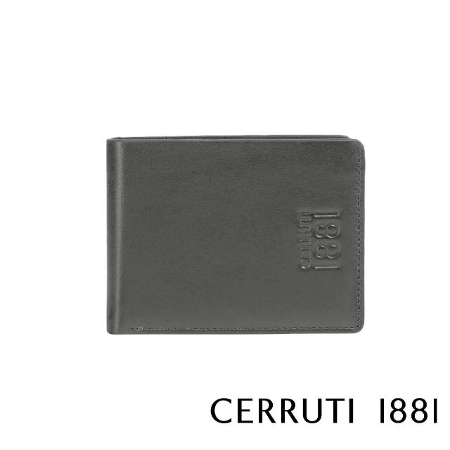 【Cerruti 1881】限量2折 義大利頂級小牛皮5卡短夾皮夾 CEPU05922M 全新專櫃展示品(灰色 贈禮盒提袋)