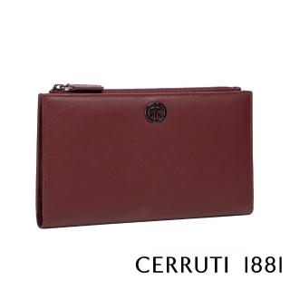【Cerruti 1881】義大利頂級小牛皮女用長夾皮夾 CEPD06327M(酒紅色 贈禮盒提袋)